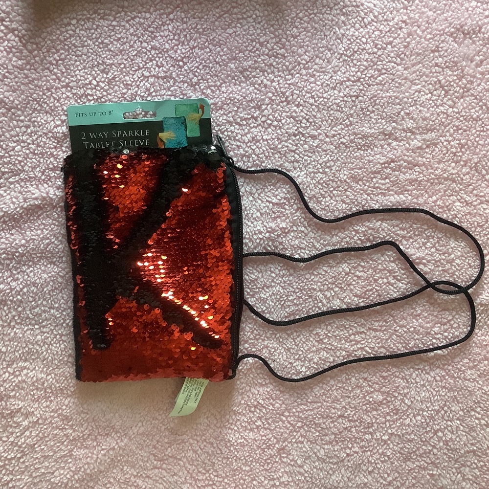 Two Way SPARKLE Tablet Sequin SLEEVE RED/BLACK 8 inch BRAND NEW